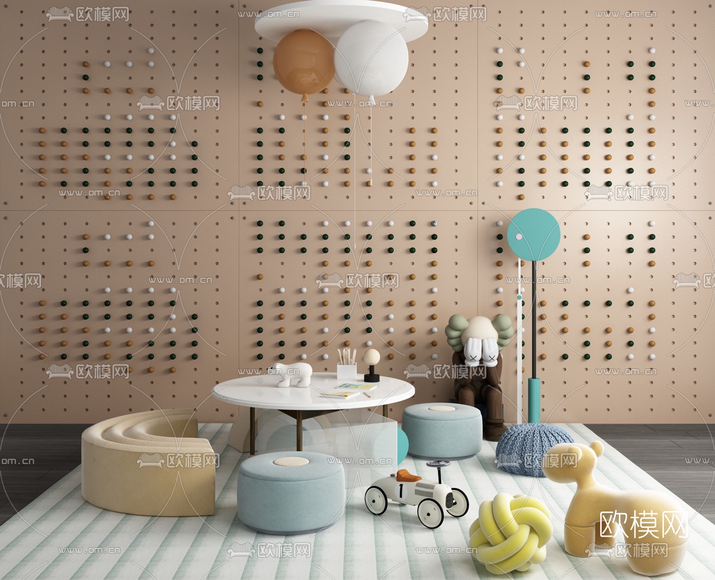 北欧儿童休闲桌椅3d模型下载