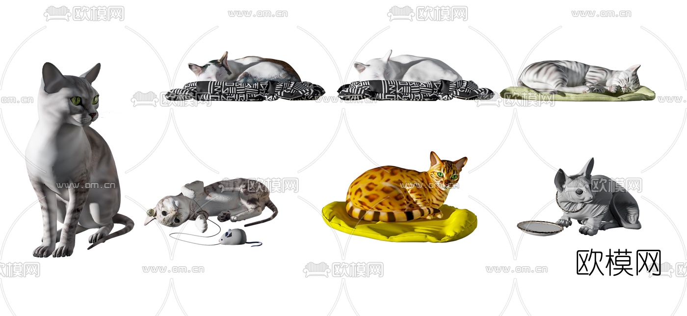 现代宠物猫3d模型下载