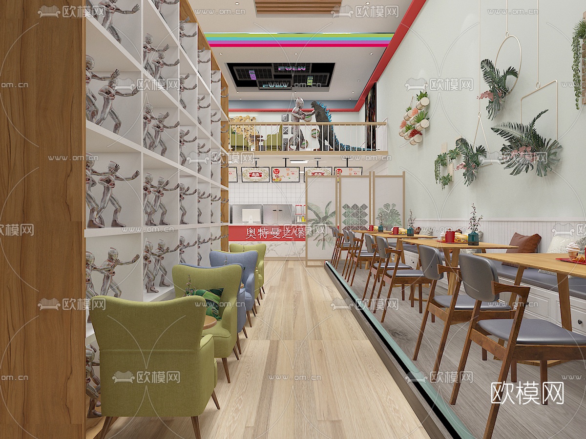 现代奥特曼汉堡店免费3d模型下载（渲染图1）