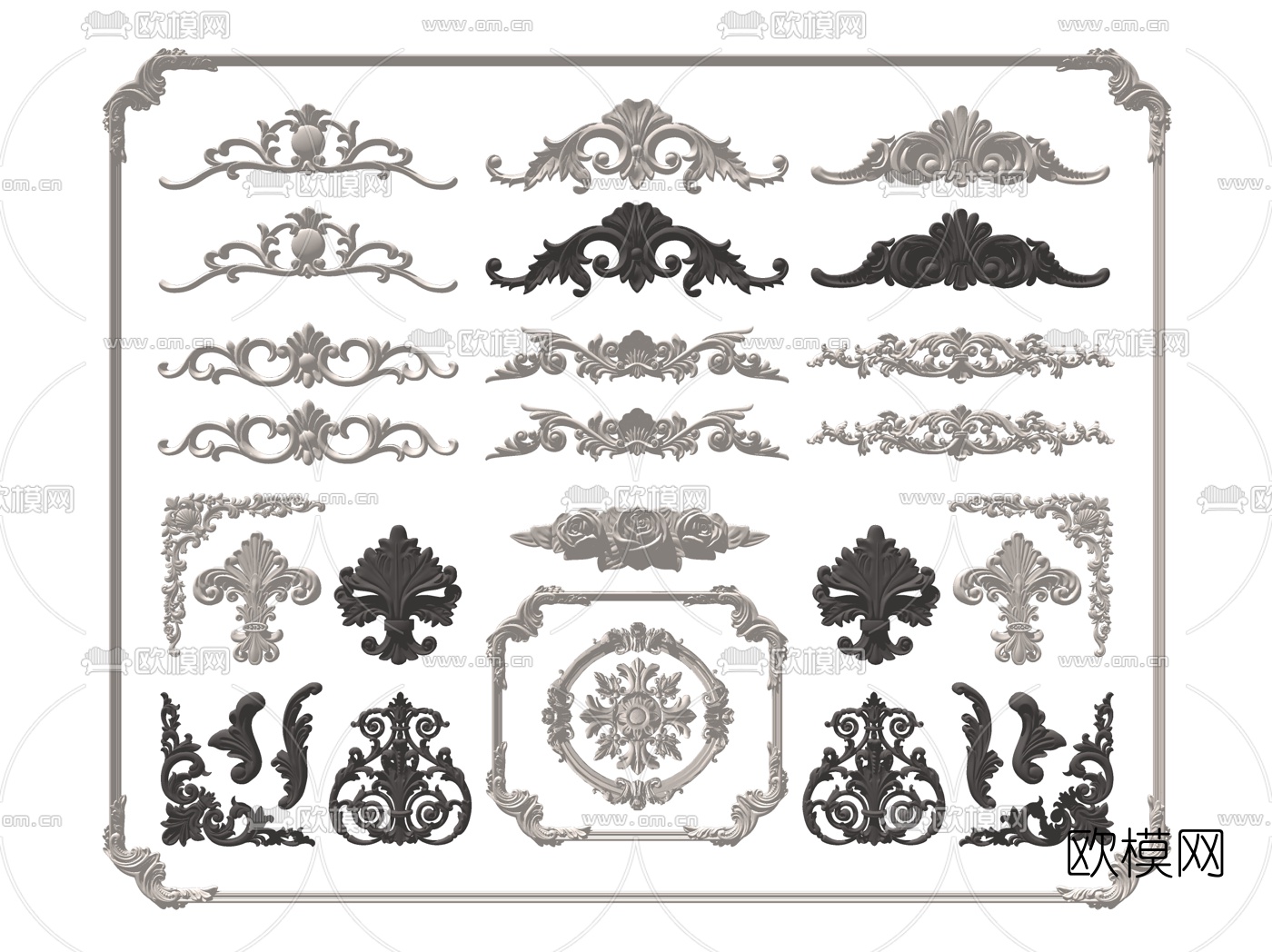 欧式雕花石膏线条su模型下载（渲染图2）