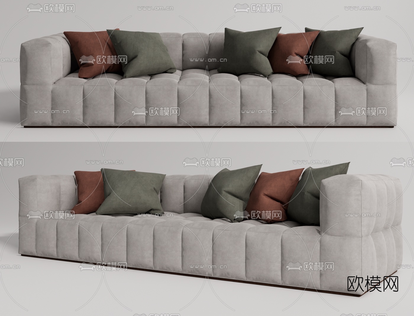 现代布艺多人沙发su模型下载（渲染图1）