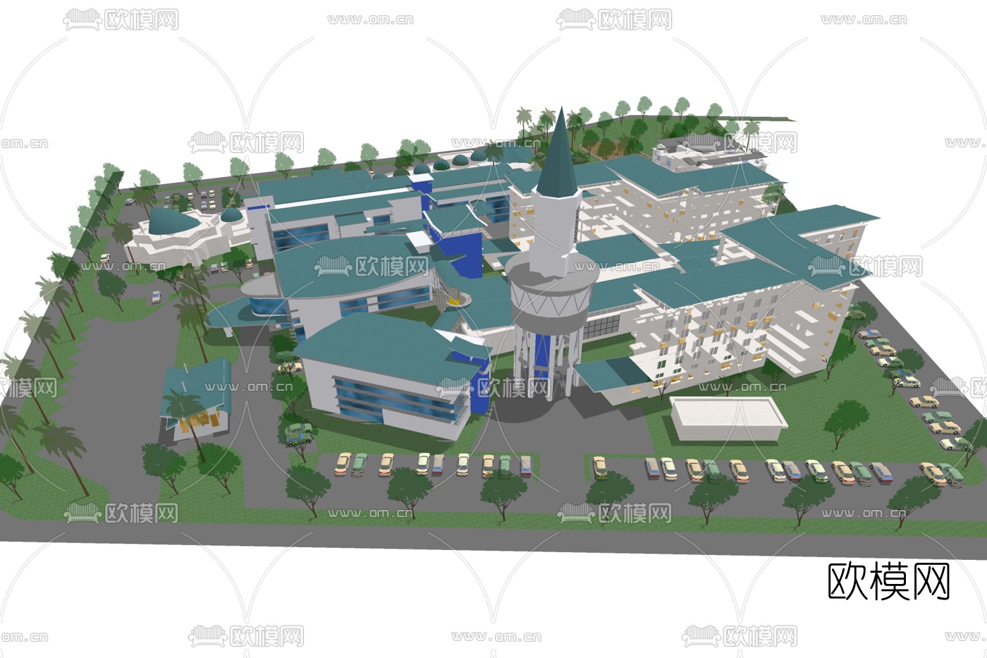 简欧办公楼su模型下载