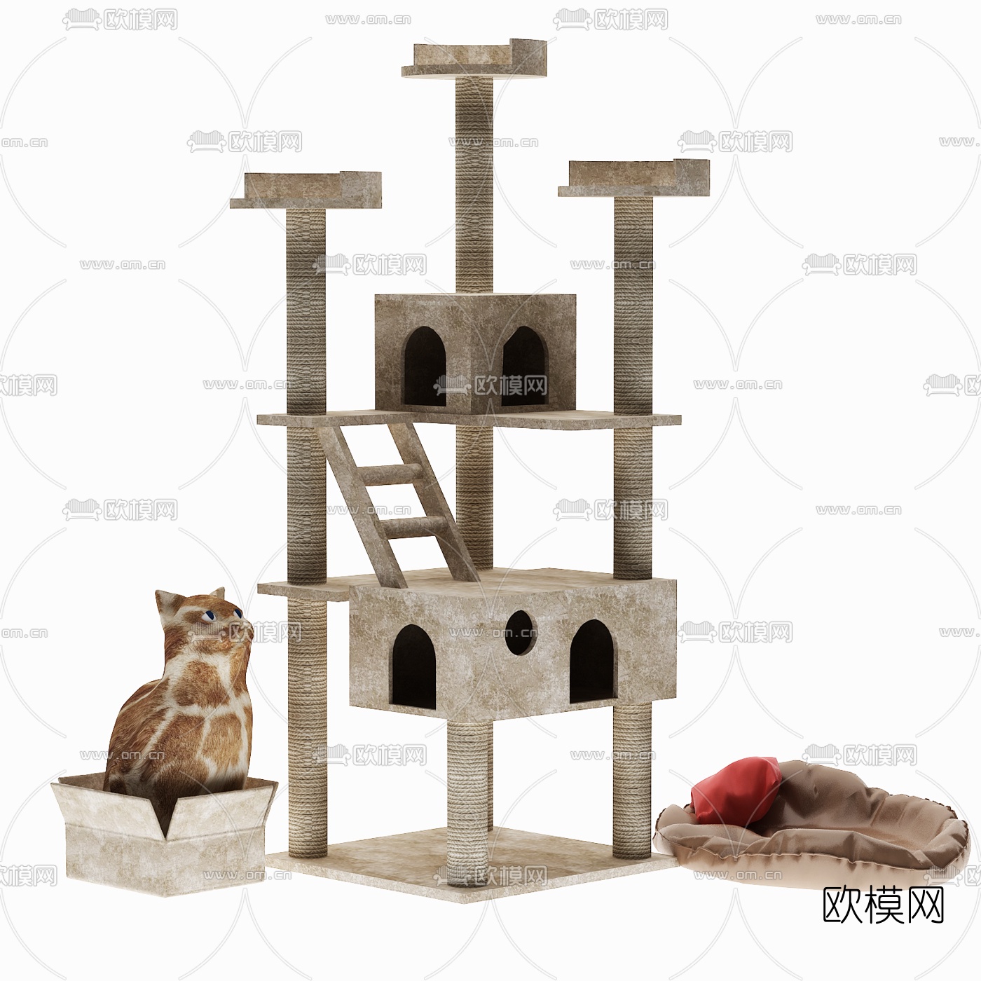 现代宠物猫猫爬架3d模型下载