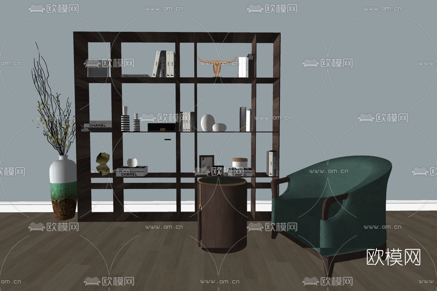 现代布艺休闲椅su模型-免费3dmax模型库-欧模网