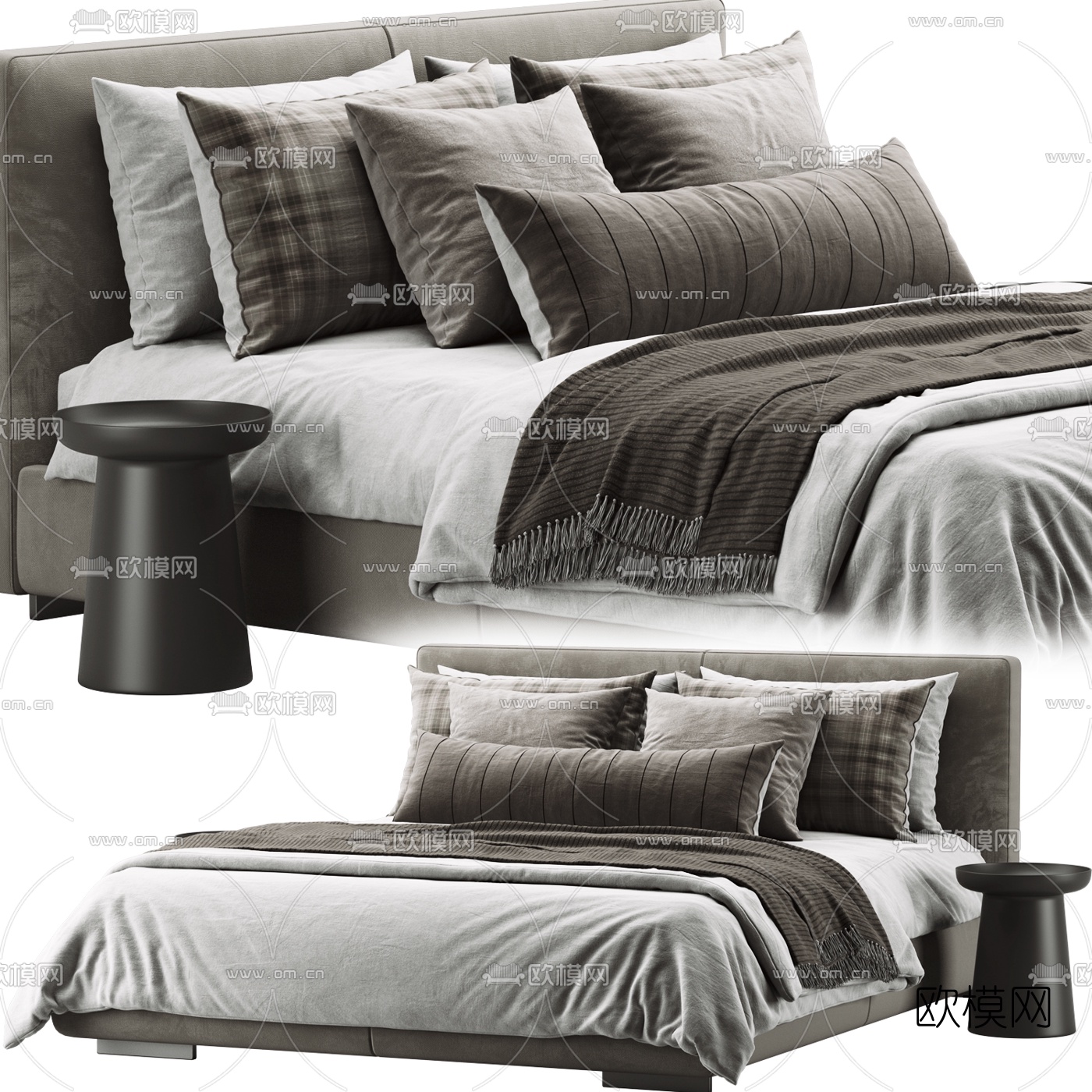 FLEXFORM 布艺双人床3d模型下载（渲染图1）