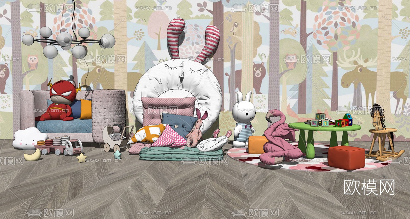 北欧公仔玩具su模型下载（渲染图2）