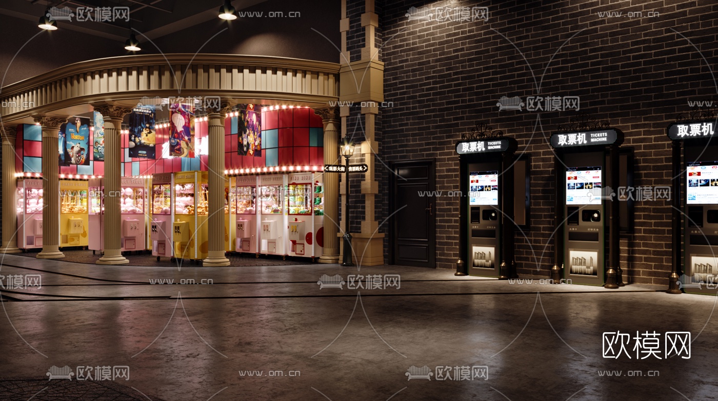 美式复古电影院娱乐区3d模型