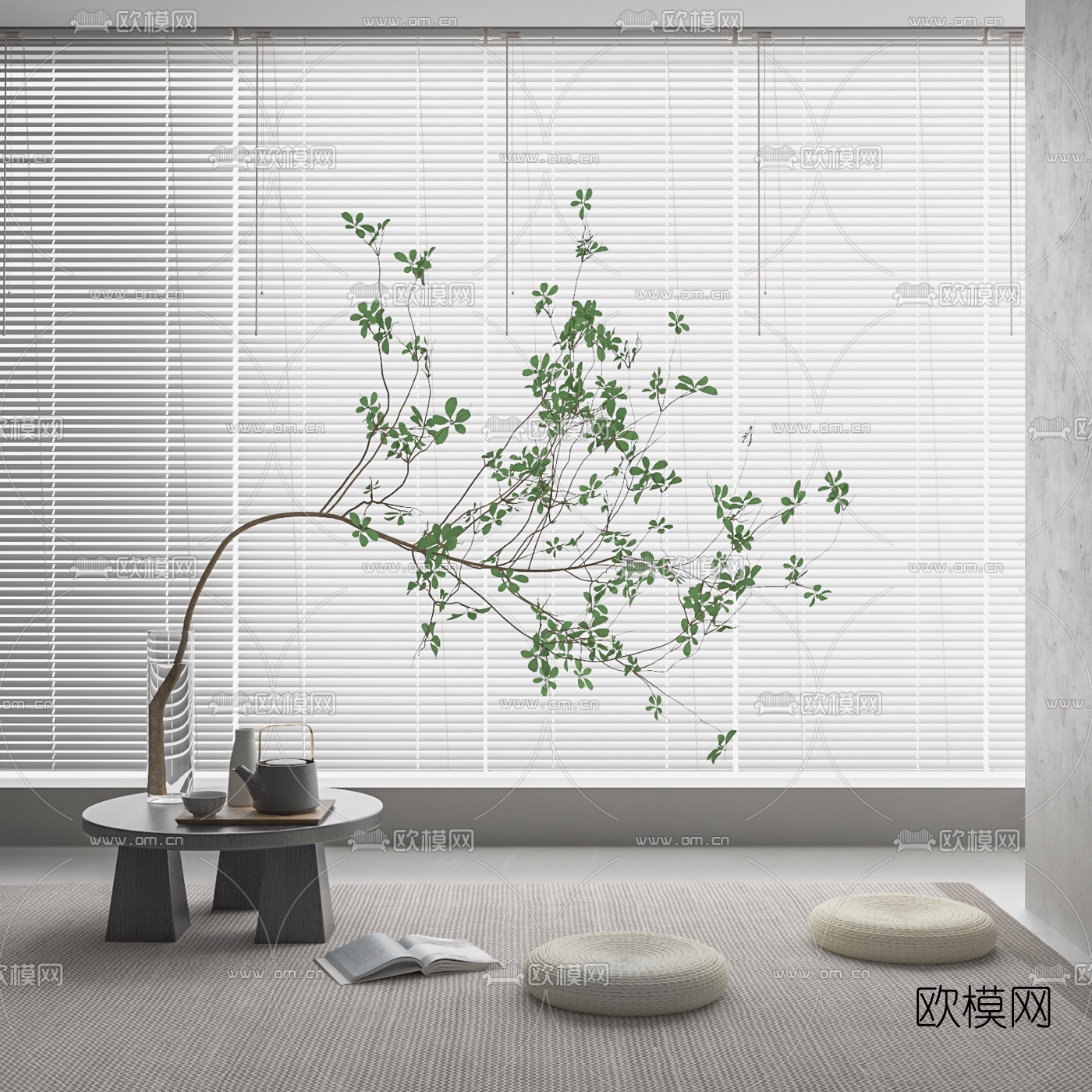 现代树枝花瓶插花3d模型下载_ID10069746_3dmax免费模型-欧模网
