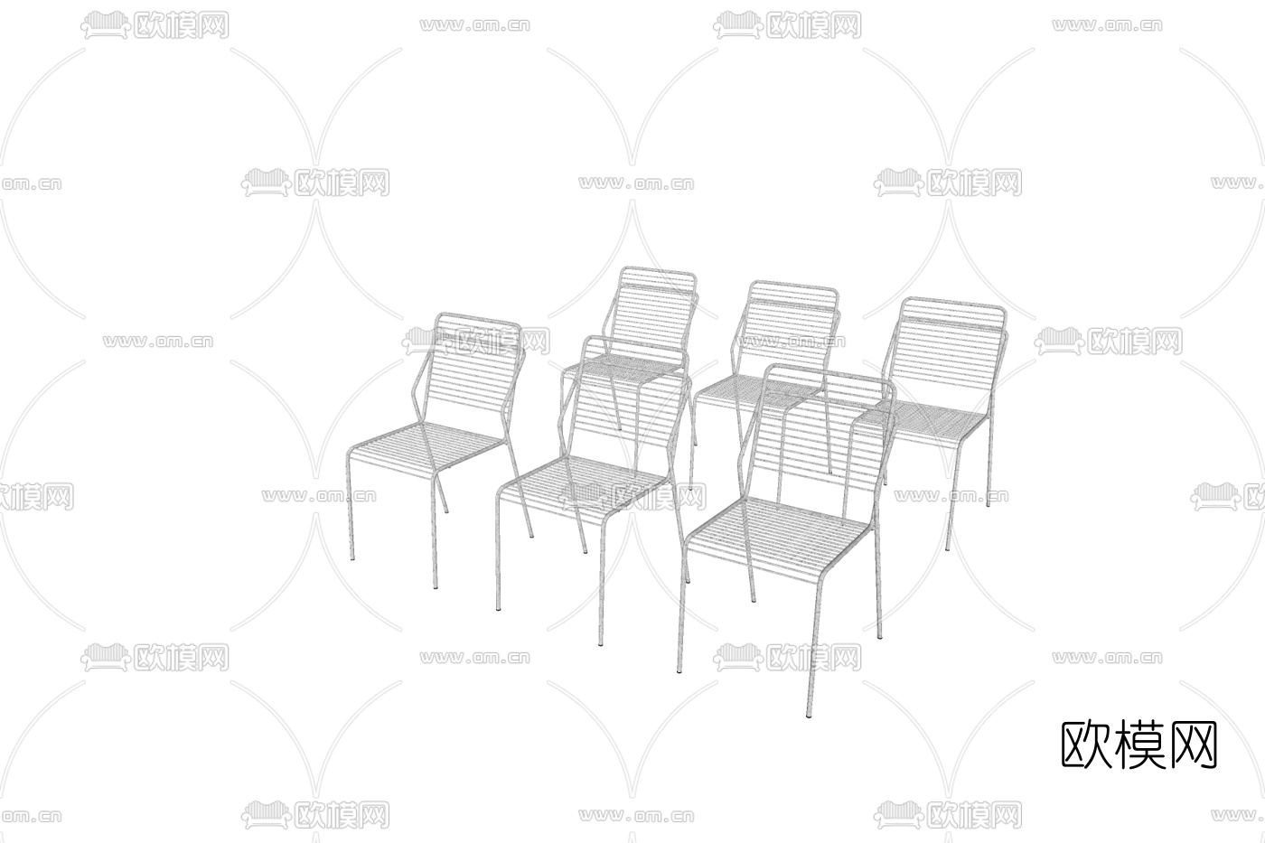 现代金属单椅su模型下载