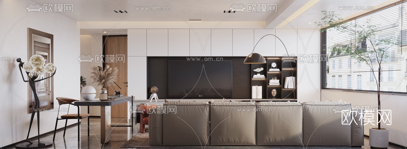 现代轻奢客厅3d模型