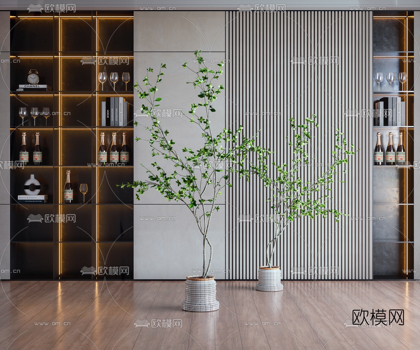 现代绿植盆栽3d模型下载