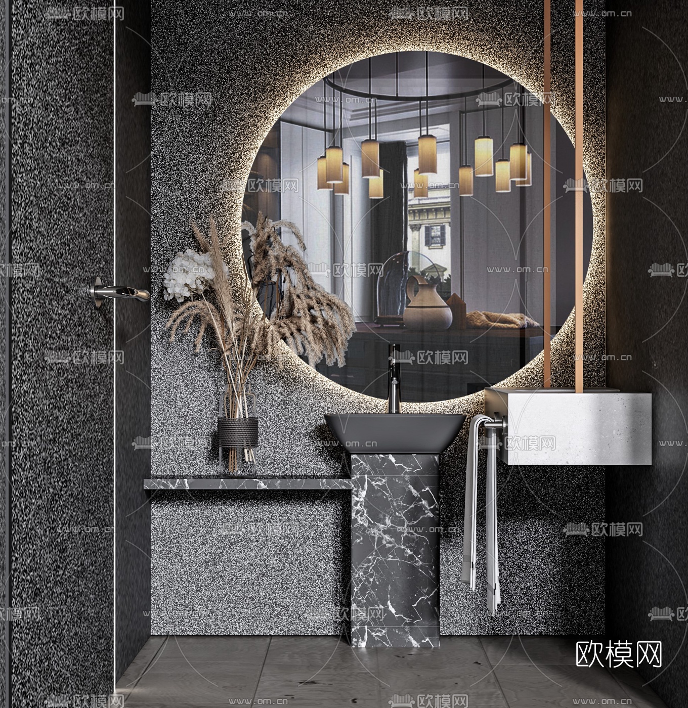 现代卫生间洗手台3d模型