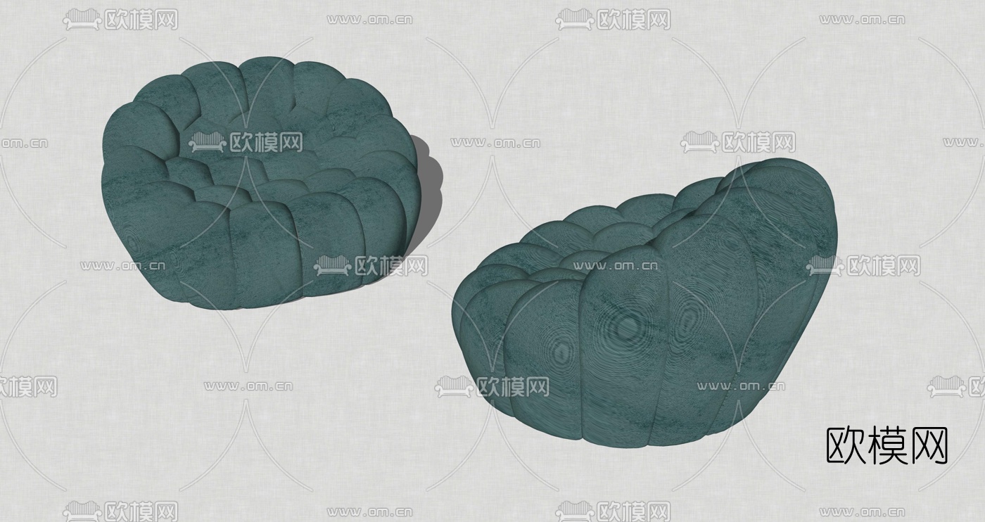 现代布艺洽谈休闲沙发su模型下载（渲染图2）