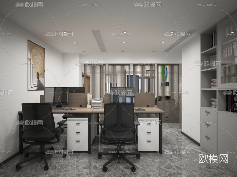 现代办公区免费3d模型下载_ID10022154_3dmax免费模型-欧模网