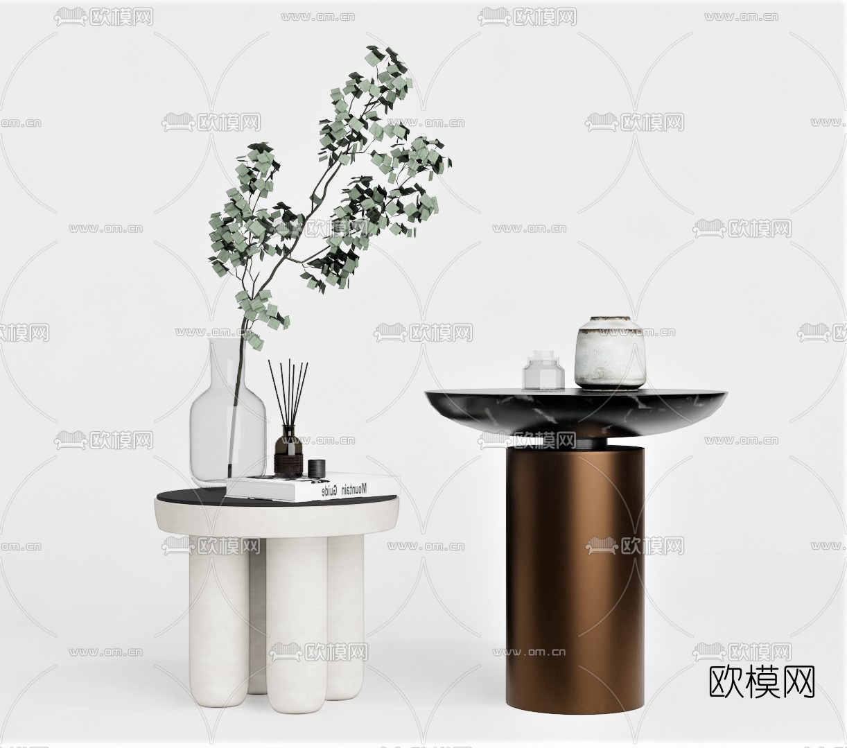 现代轻奢边几su模型下载（渲染图1）