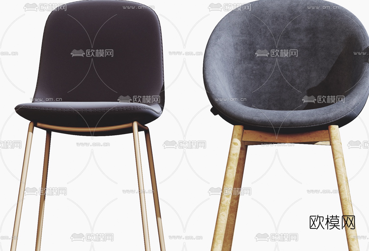 北欧绒布休闲椅3d模型下载（渲染图9）