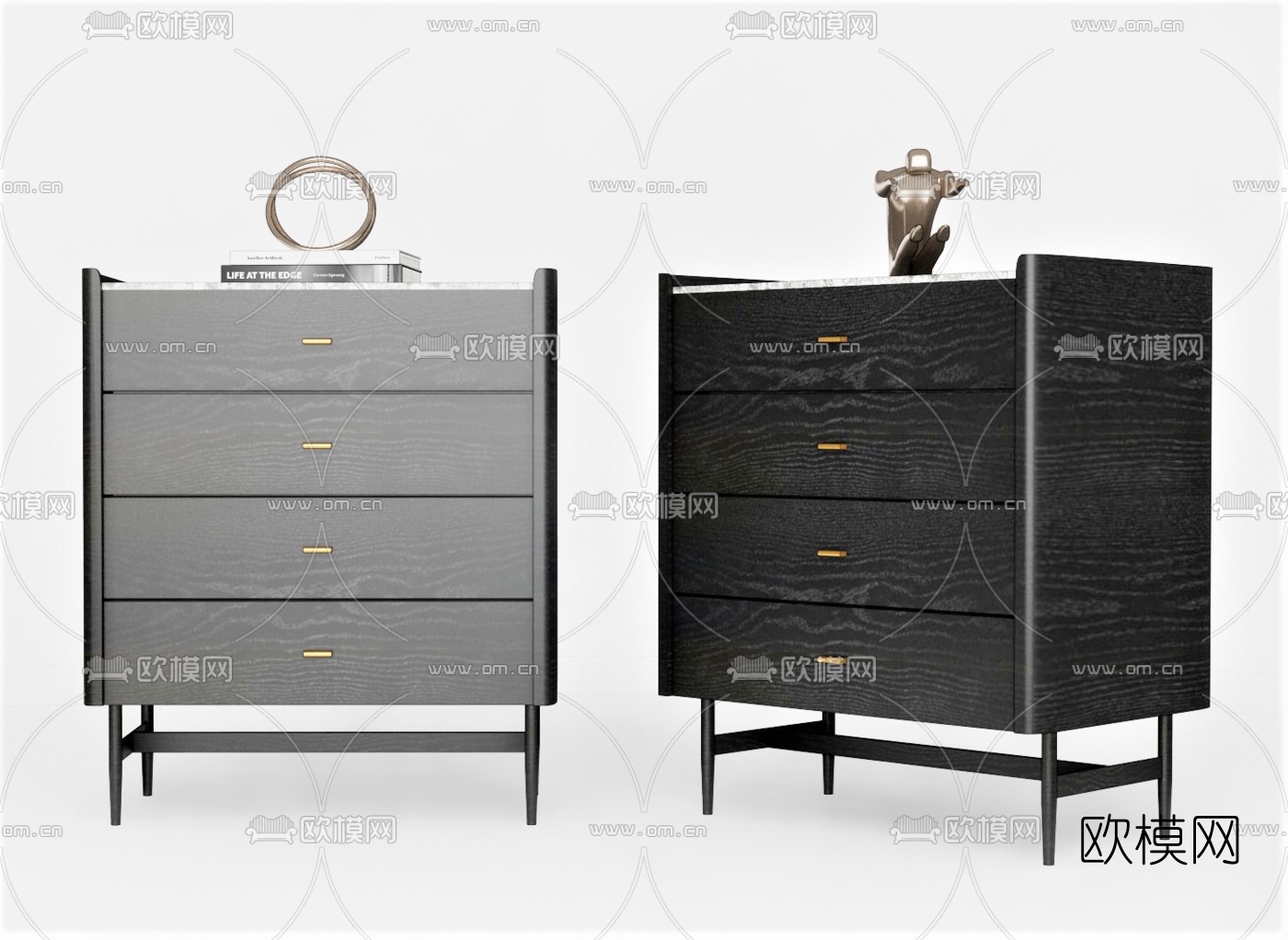 现代床头柜su模型下载（渲染图1）