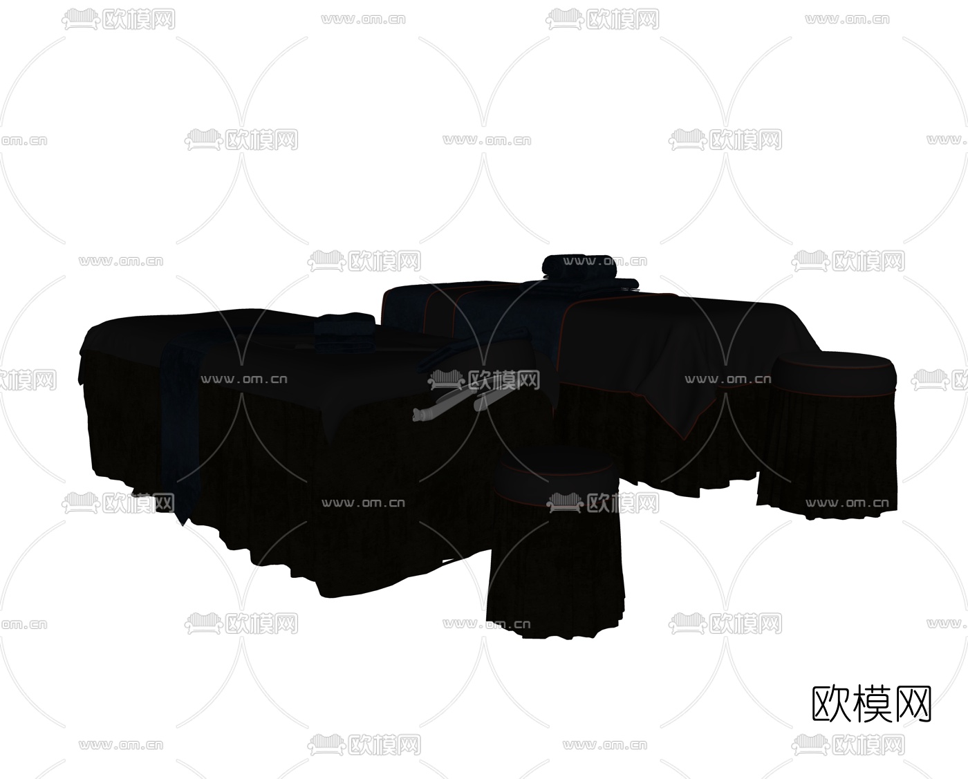 现代美容店按摩床su模型下载（渲染图2）