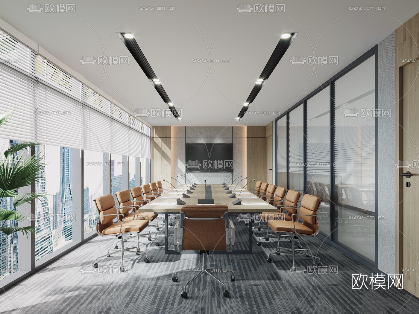 现代会议室3d模型下载