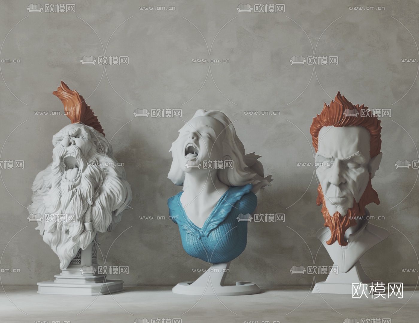 现代石膏头像雕塑3d模型