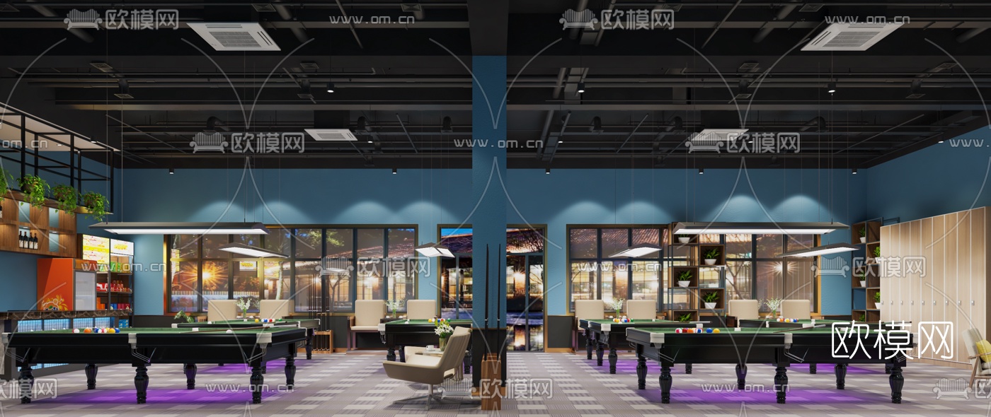 现代台球俱乐部3d模型下载（渲染图4）