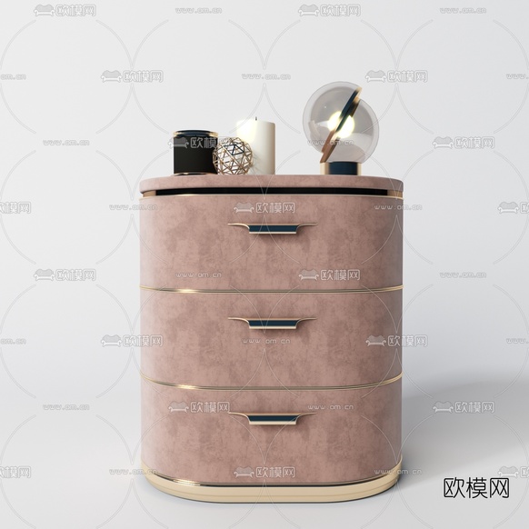 现代绒布床头柜3d模型下载(渲染图4)