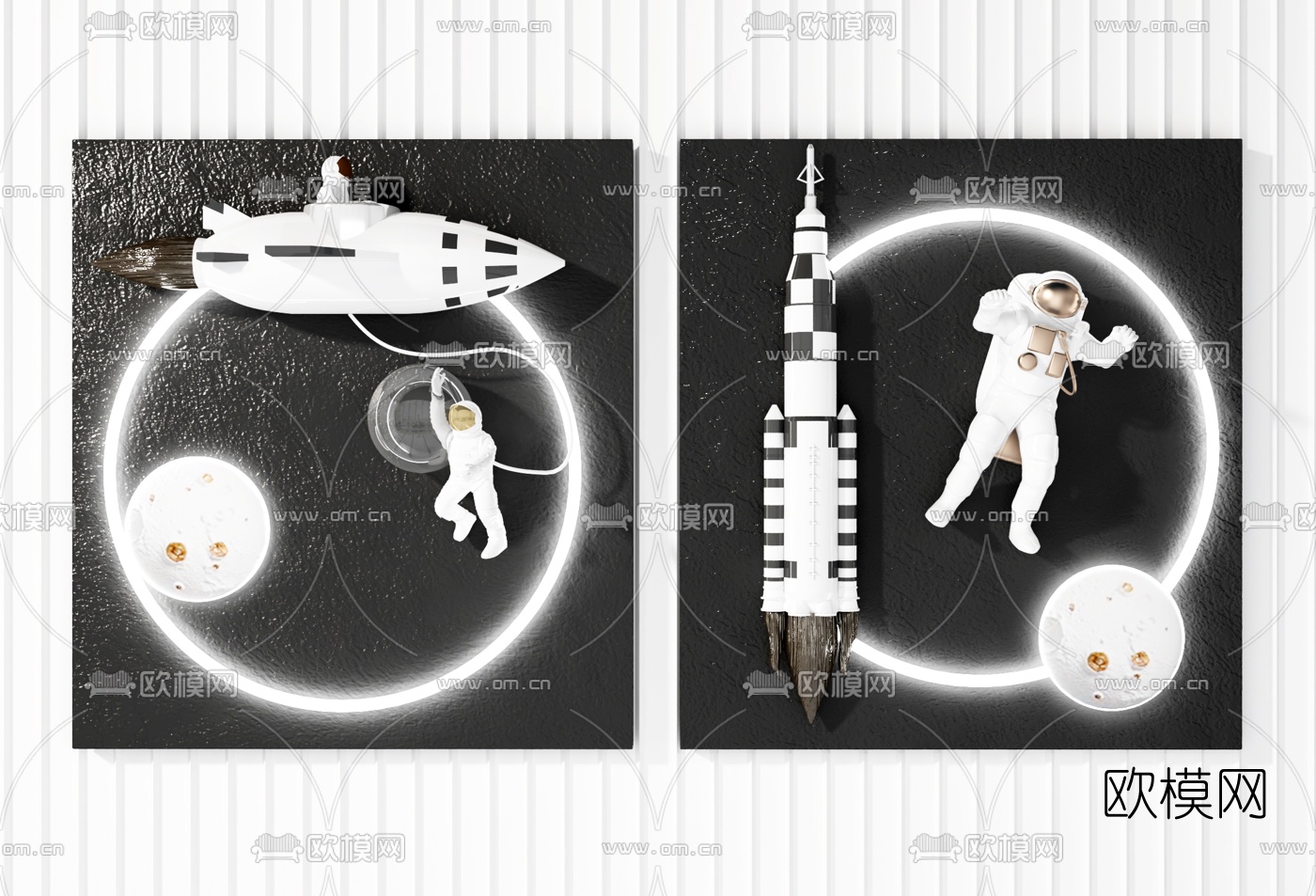 现代宇航员立体墙饰挂件3d模型下载