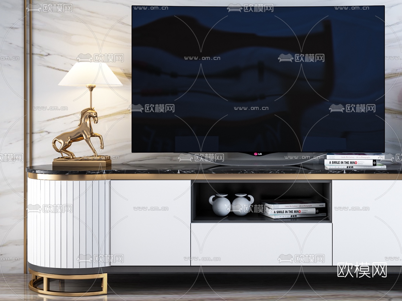 现代金属电视柜3d模型