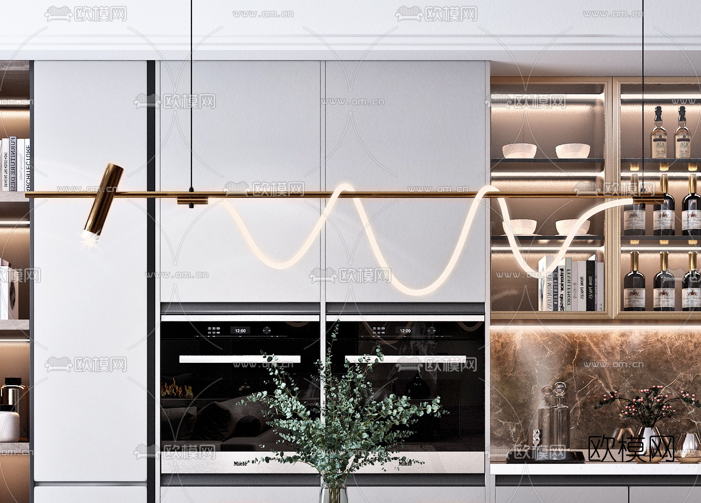 现代轻奢餐桌椅3d模型下载（渲染图3）