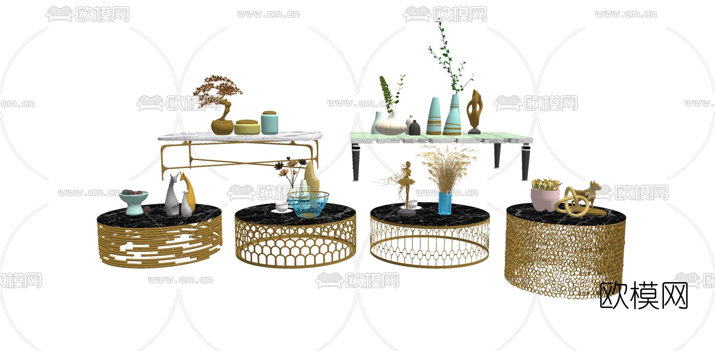现代轻奢茶几su模型下载