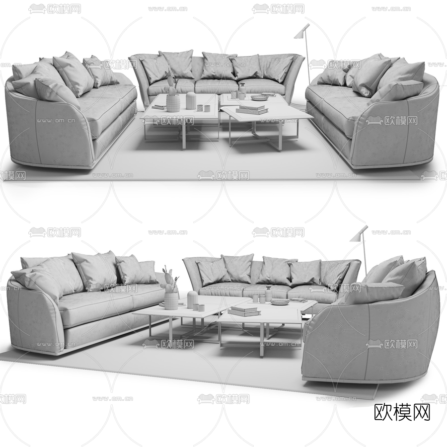 FLEXFORM 布艺沙发组合3d模型下载（渲染图2）