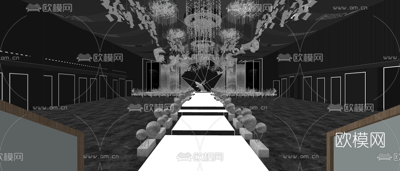 现代宴会厅su模型下载（渲染图5）