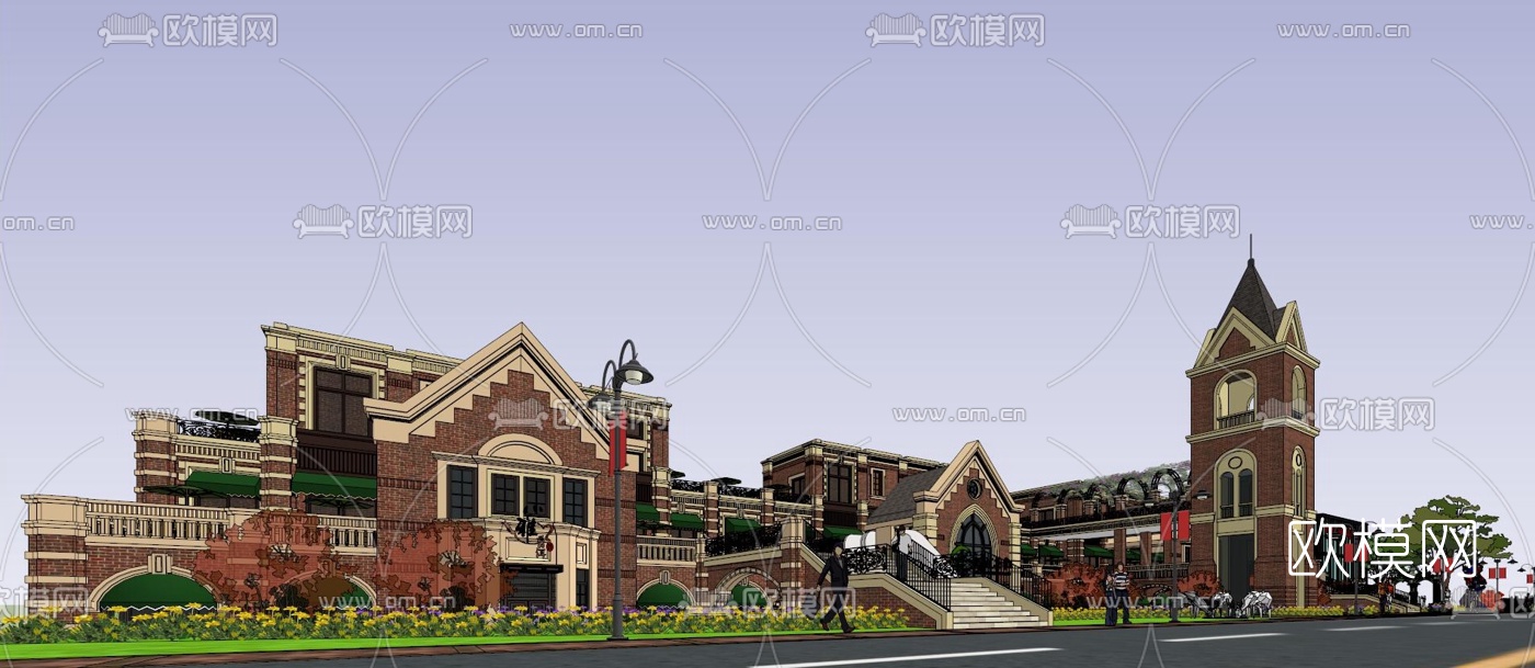 法式商业步行街su模型下载（渲染图3）