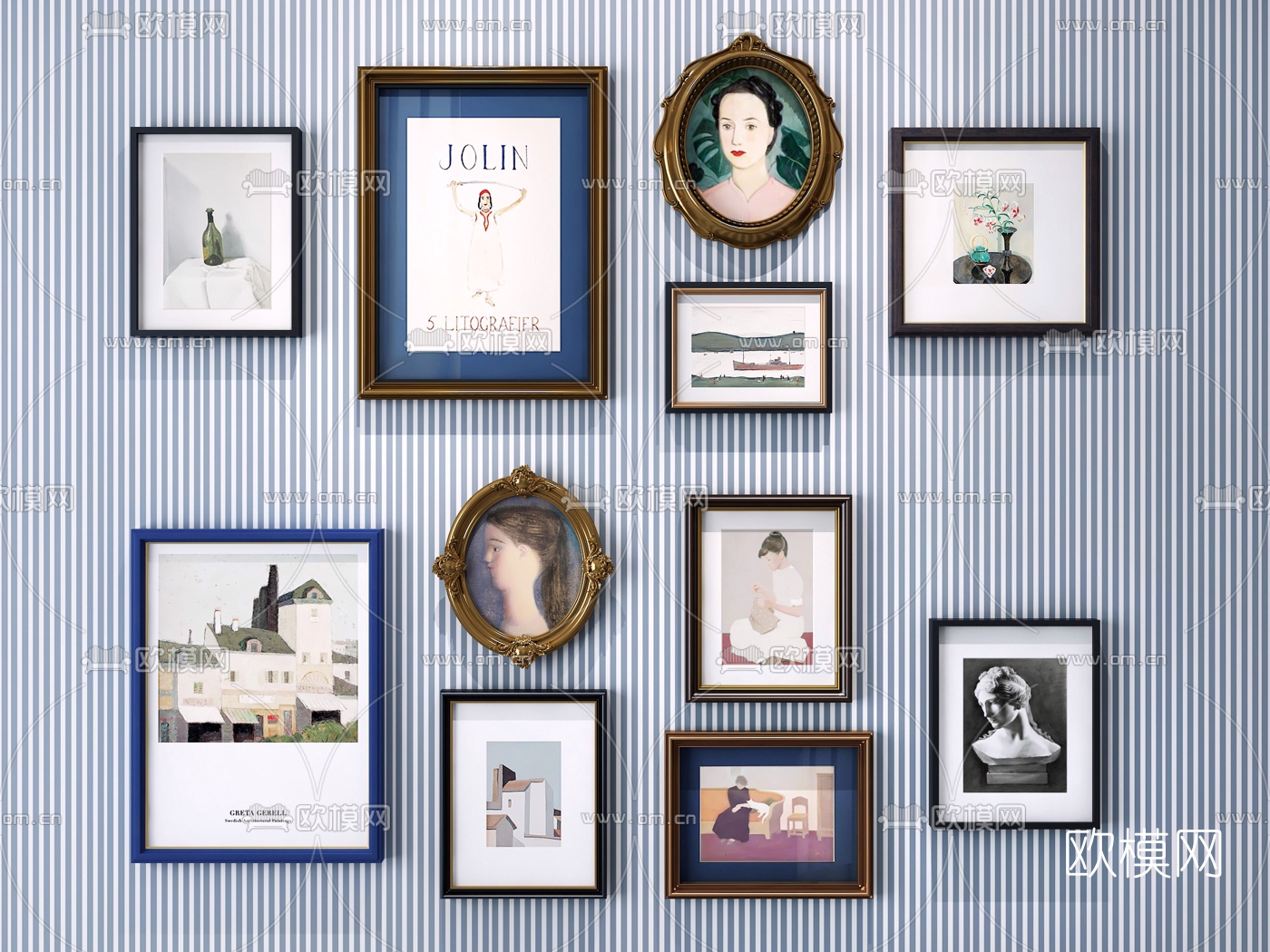 欧式装饰画su模型下载（渲染图1）