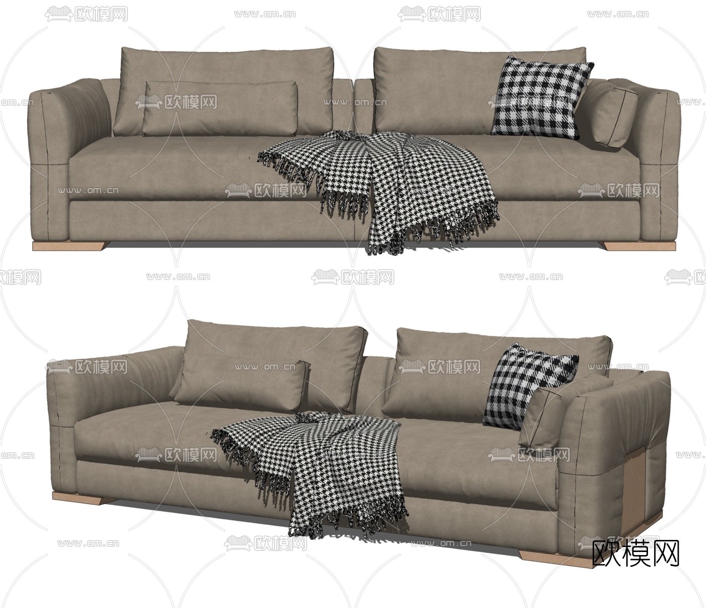 现代布艺双人沙发su模型