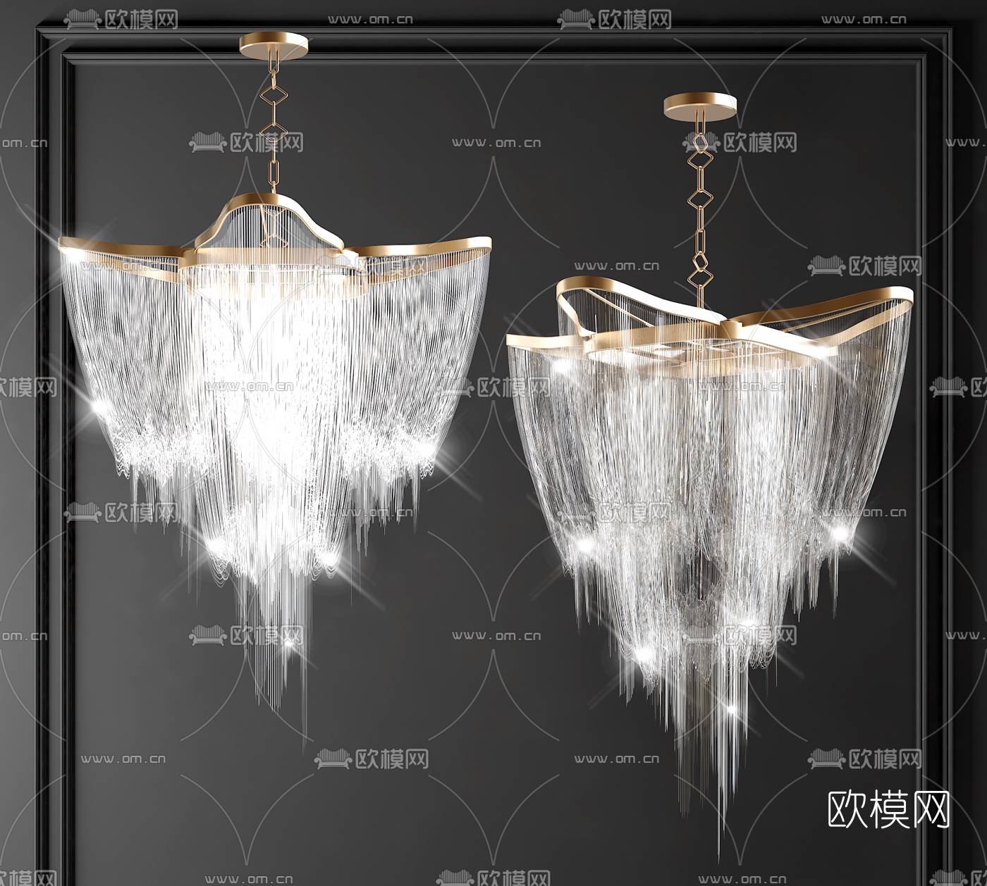 现代轻奢水晶吊灯3d模型下载