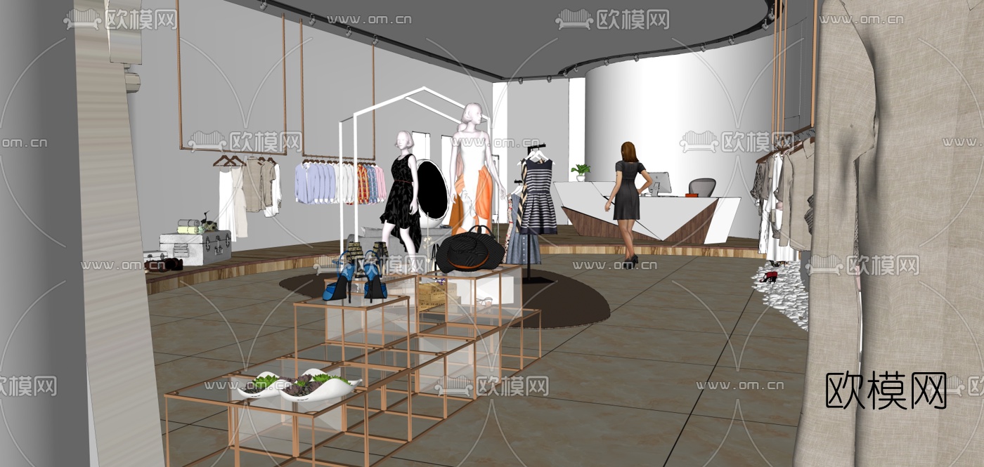 现代女装服装店su模型下载（渲染图3）