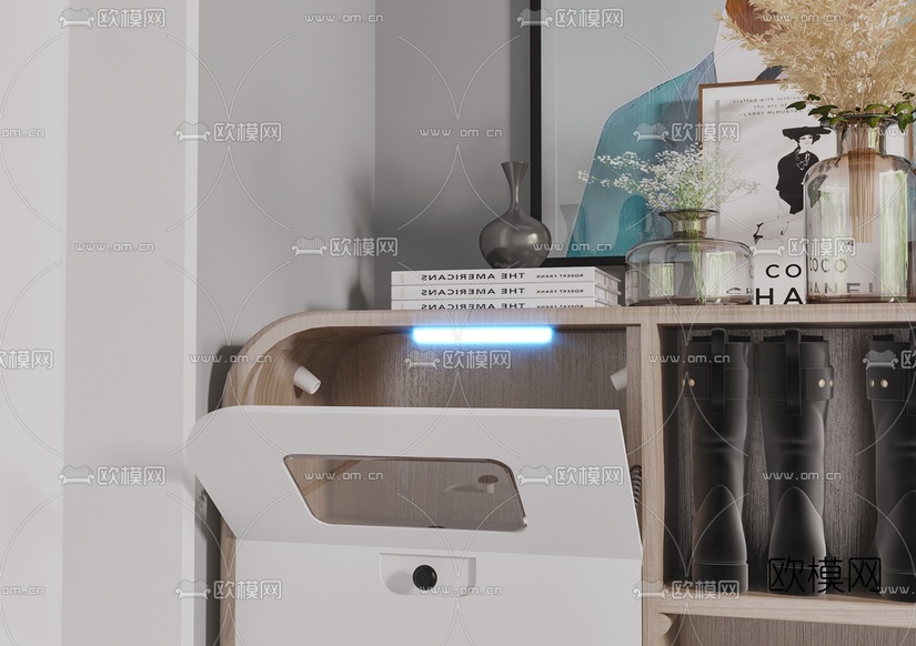 现代多功能鞋柜3d模型下载(渲染图4)