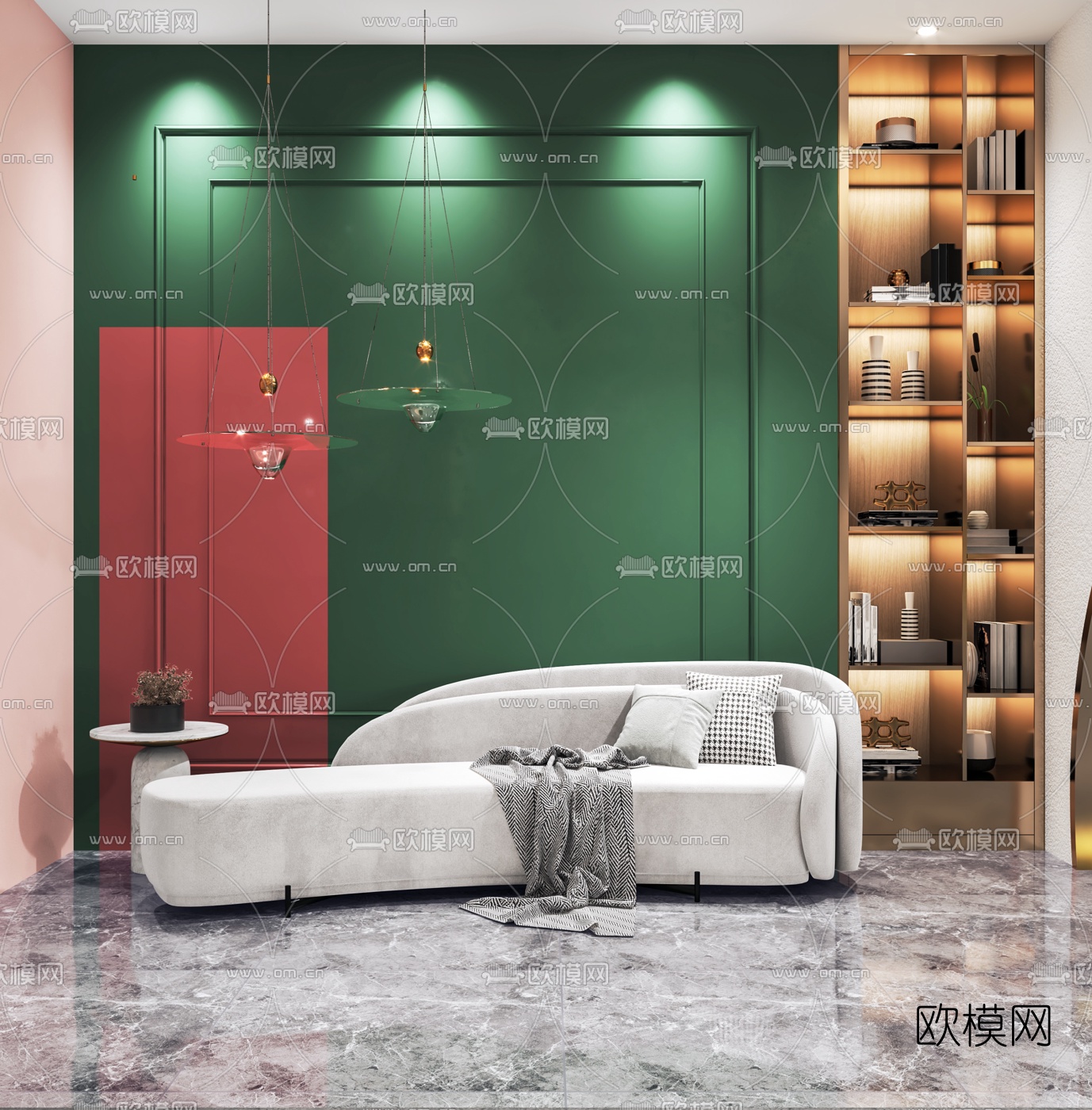 简欧简约美容院前台3d模型下载（渲染图2）