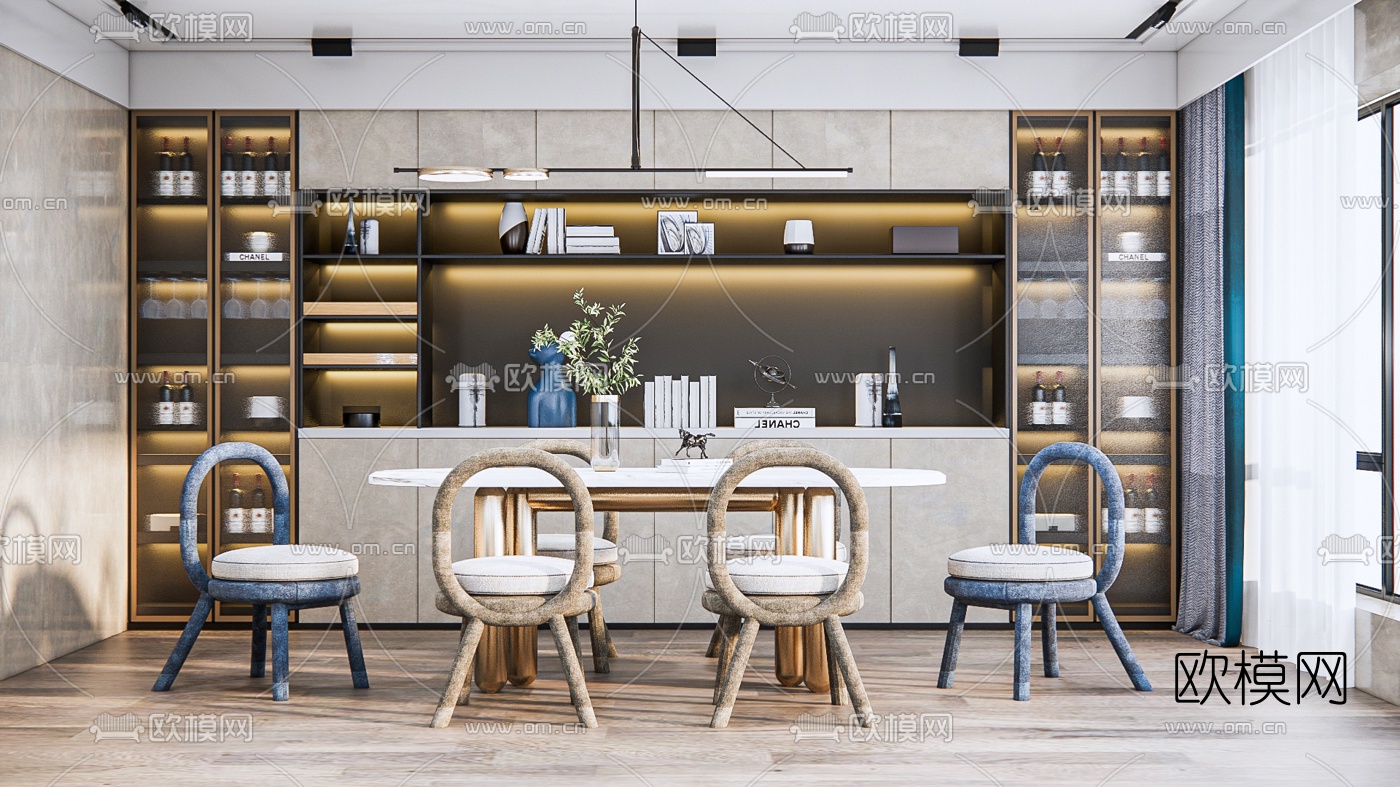 北欧餐厅su模型下载（渲染图1）