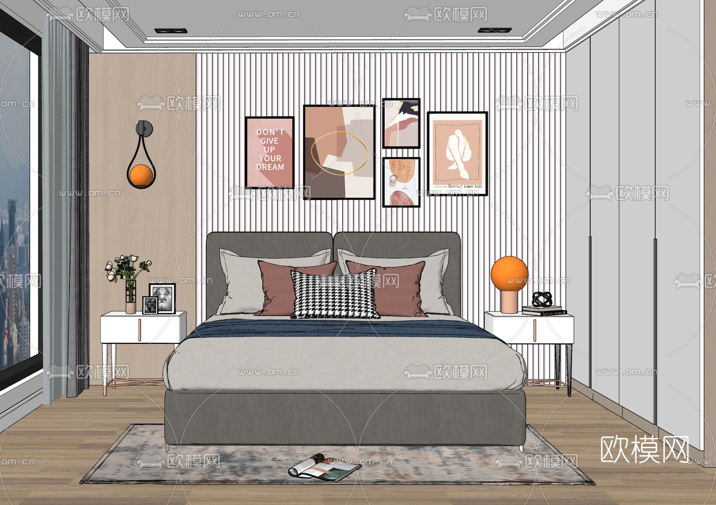 北欧卧室su模型下载（渲染图3）