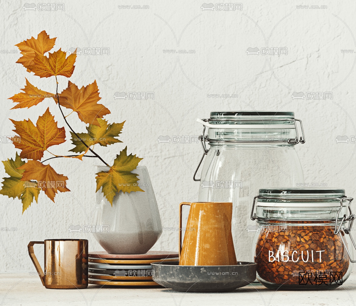 现代玻璃餐碟器皿3d模型下载