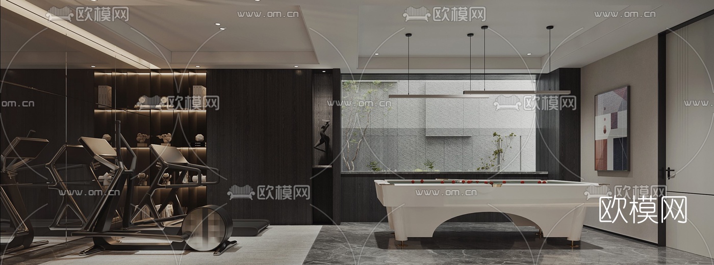 现代轻奢别墅客厅休闲室3d模型