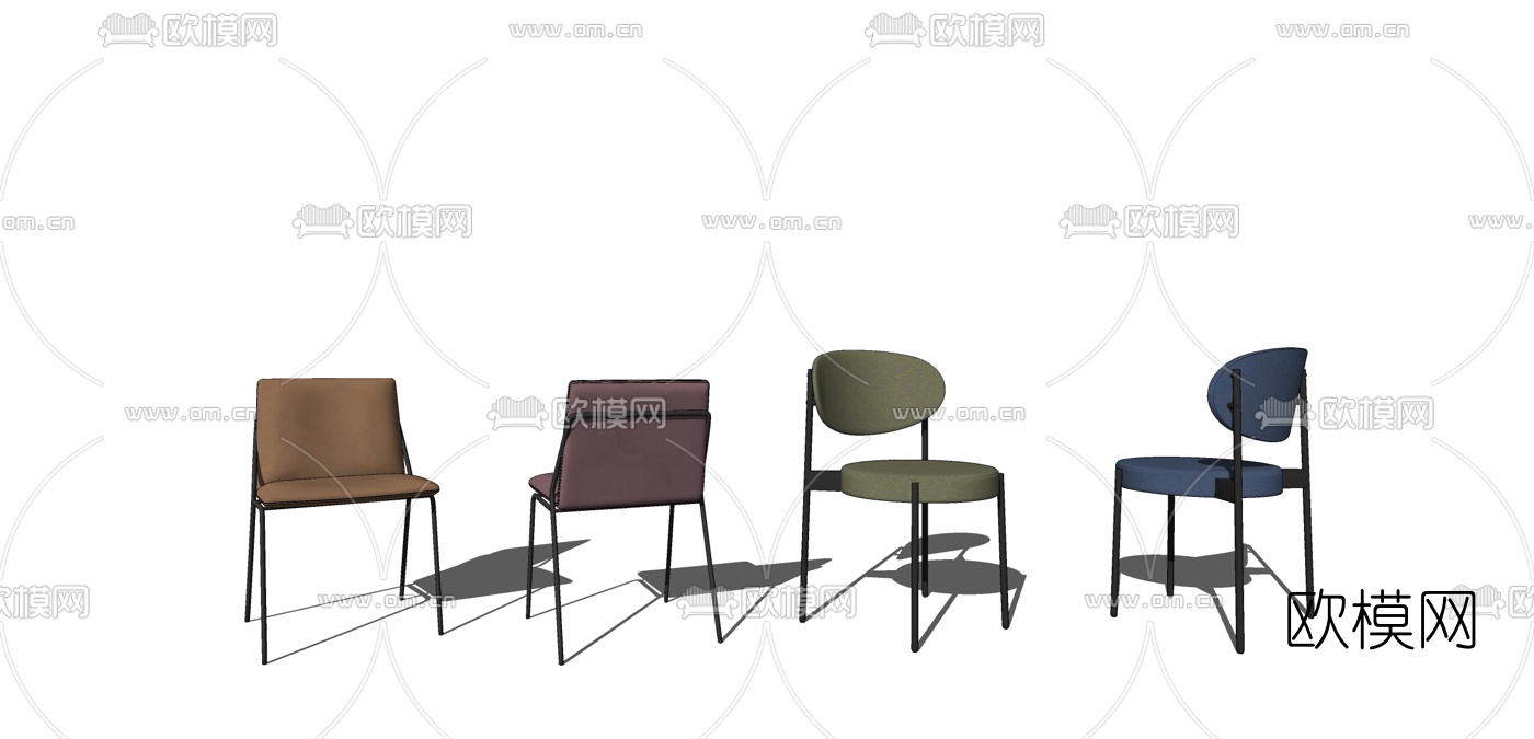 现代金属单椅su模型下载