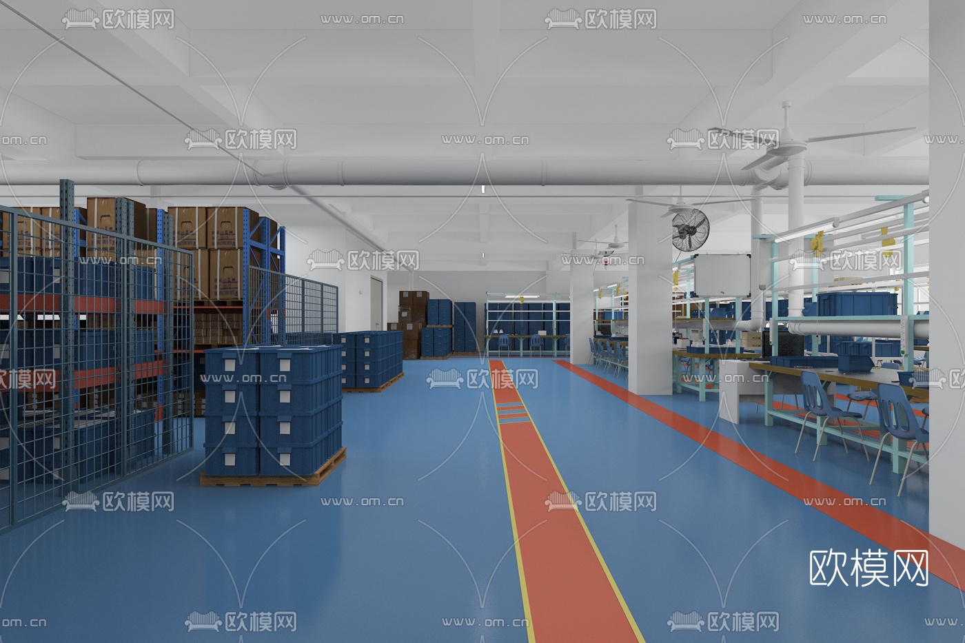 工业风生产车间3d模型下载
