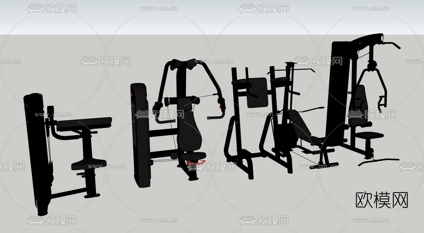 现代健身器材su模型下载（渲染图3）