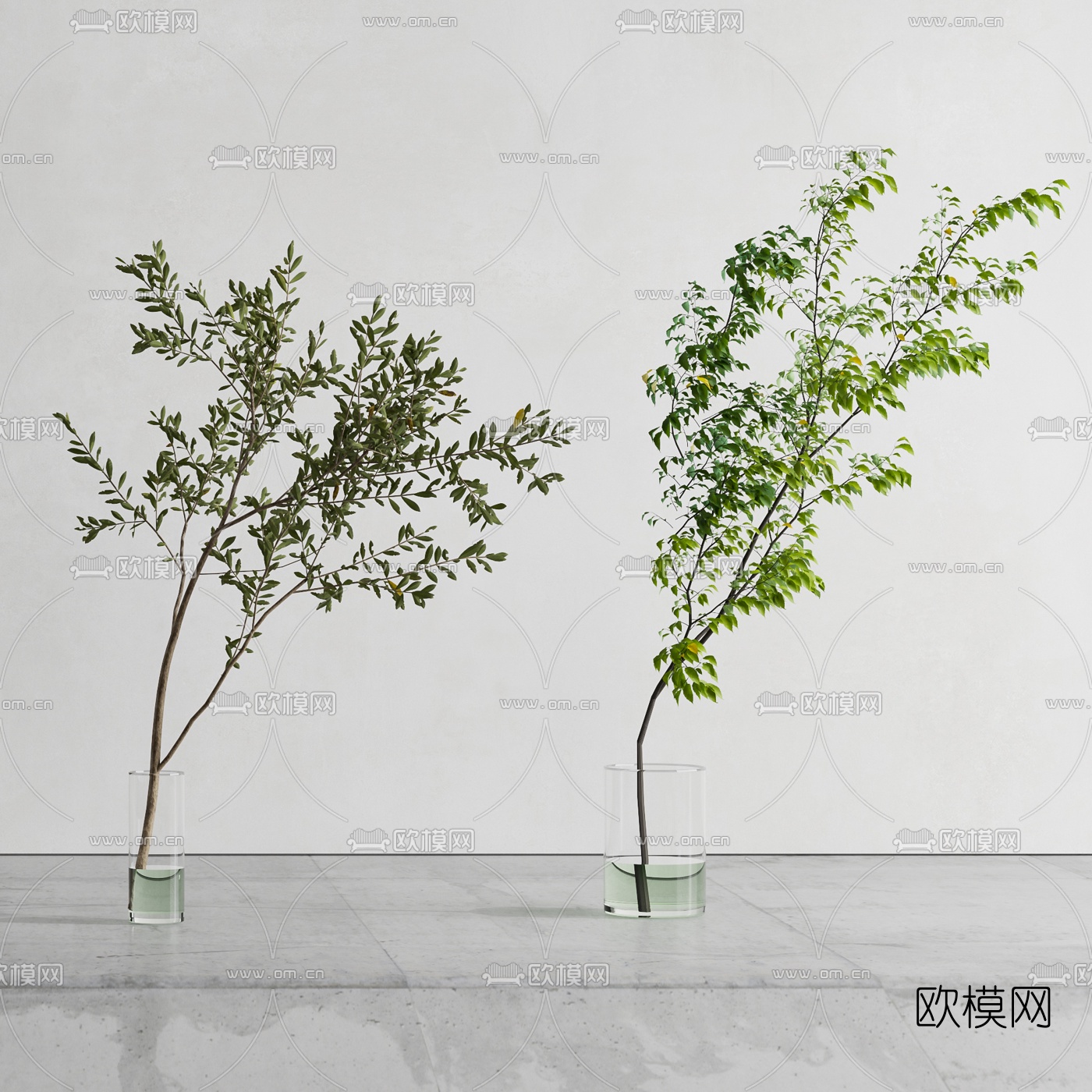 现代绿植花瓶3d模型下载