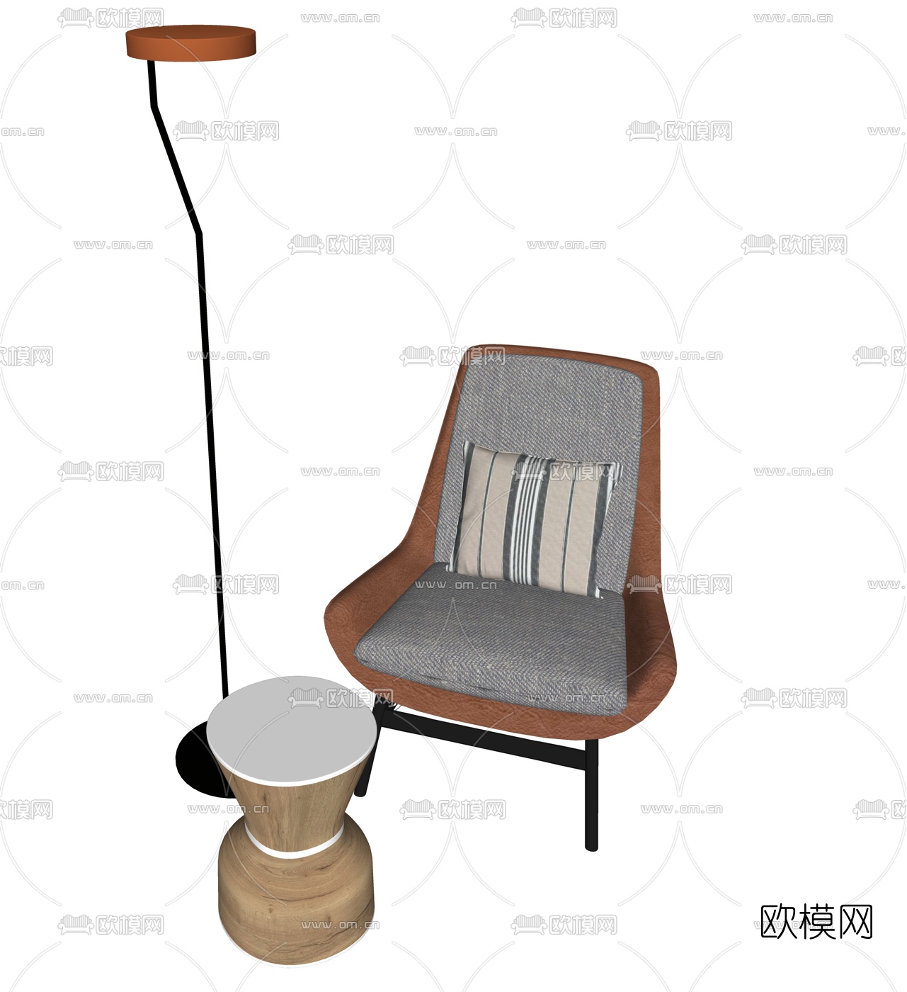 现代布艺休闲椅su模型下载