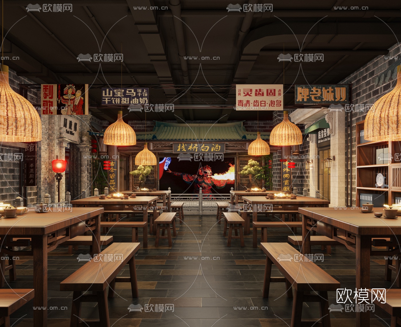 中式复古茶楼3d模型