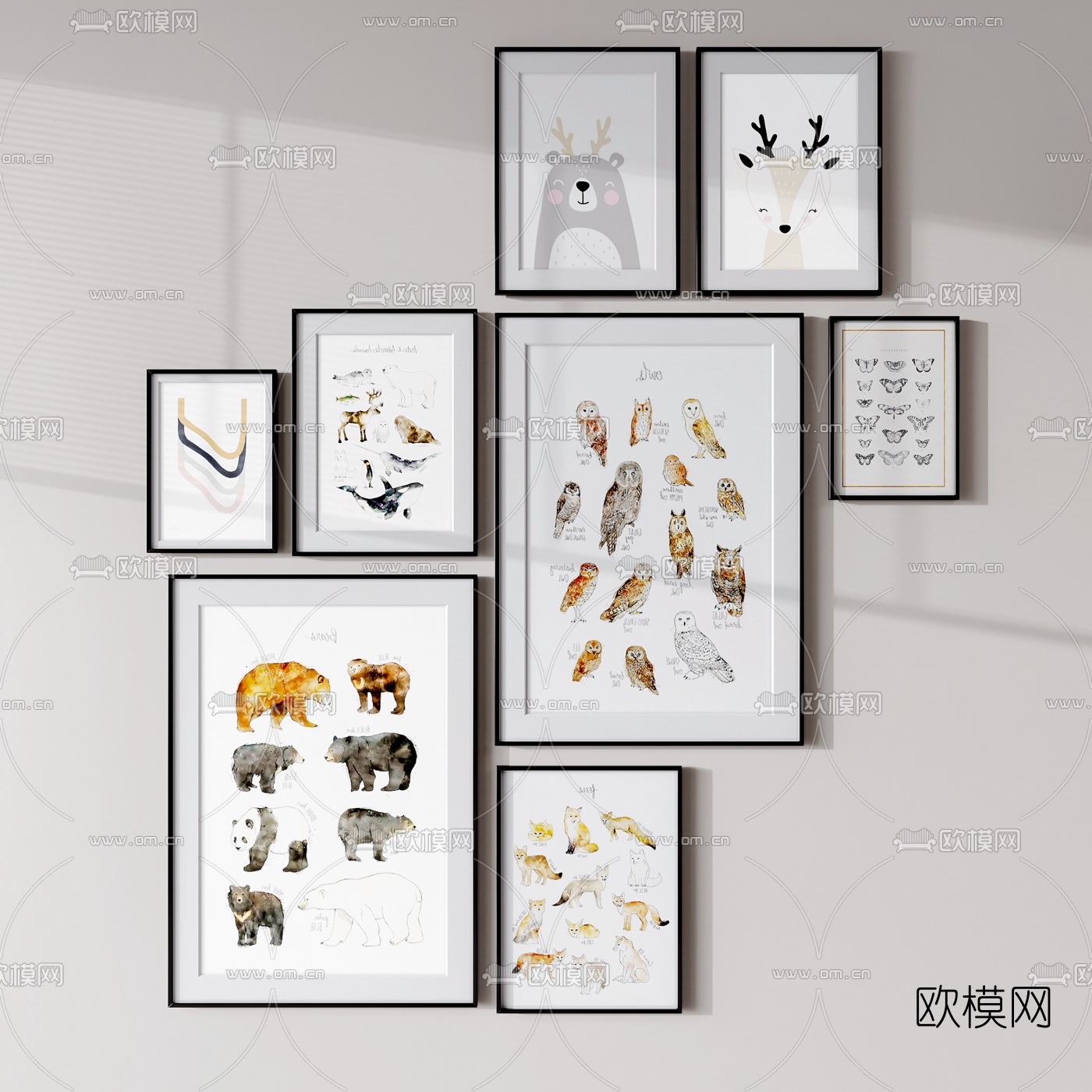 北欧动物挂画3d模型